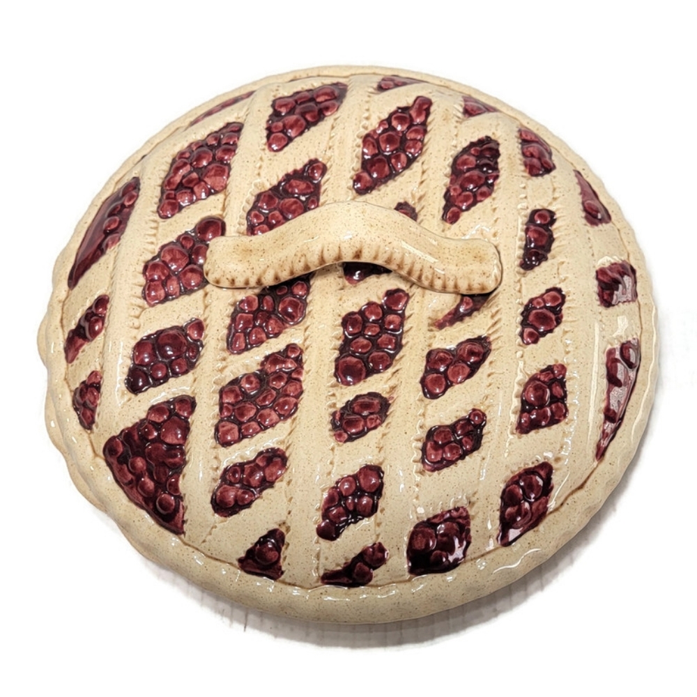 Vintage Ceramic Cherry Lattice top, Pie Dessert Plate